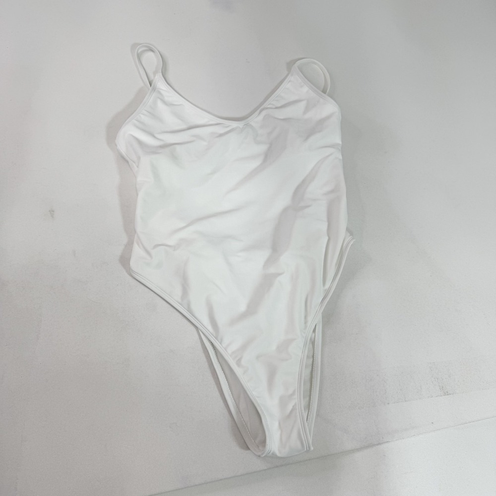 Kona Sol One Piece Swimsuit Womens 16 White Extra High Leg Cheeky Lined Stretch